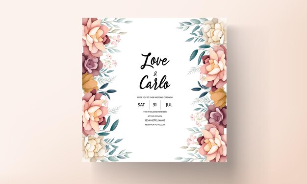 Beautiful Floral Wreath Wedding Invitation Card Template – Free Download