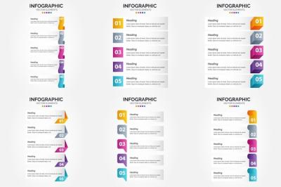 5 Steps Infographics Flat Design Set for Advertising Brochure, Flyer, and Magazine – Free Download