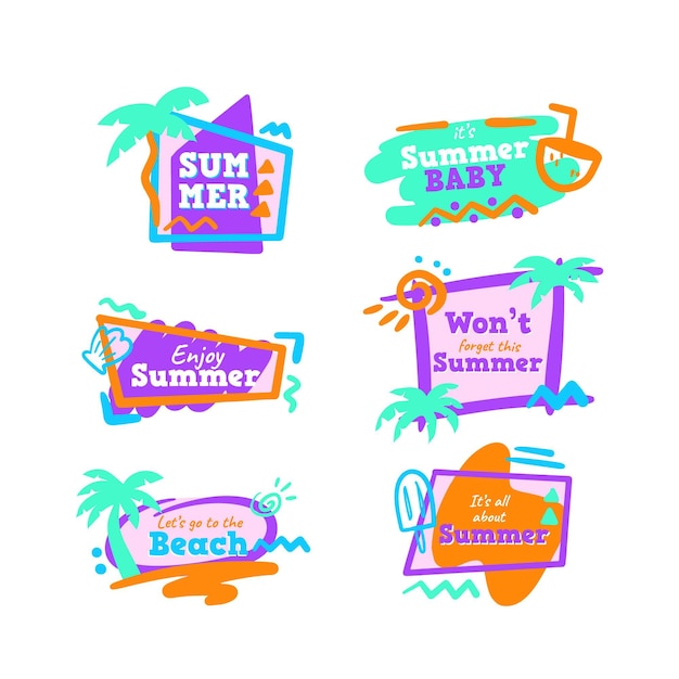 Hand Drawn Summer Badges – Free Download for Creative Projects