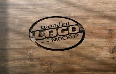 Wood Logo Branding Mockup – Free Download