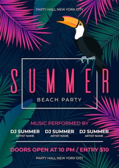 Tropical Party Poster Featuring Animals – Free Download