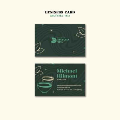 Matcha Tea Drink Business Card Design – Free Download