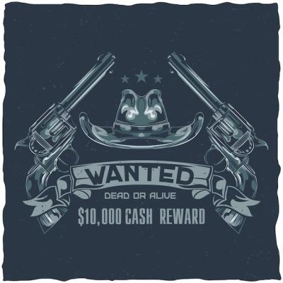 T-shirt Label Design Featuring Saloon, Hat, and Pistols – Free Download