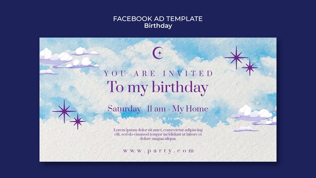 Watercolor Birthday Design Template for Free Download