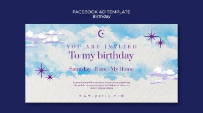 Watercolor Birthday Design Template for Free Download