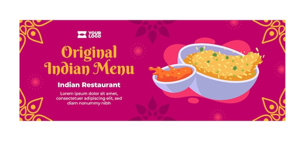 Hand Drawn Indian Restaurant Facebook Cover – Free Download