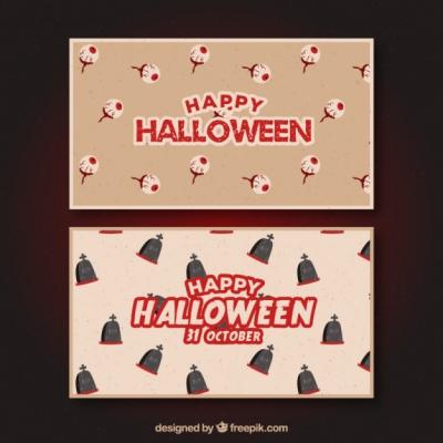 Happy Halloween Retro Banners – Free Download