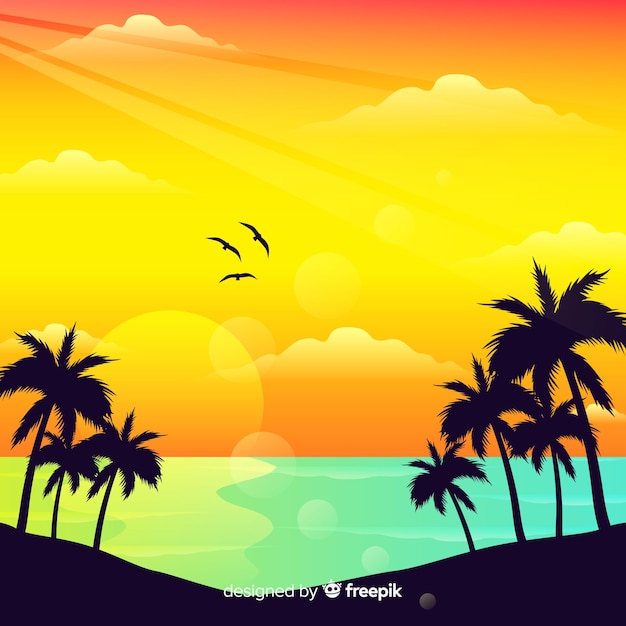 Stunning Beach Background Vector Template – Free Download