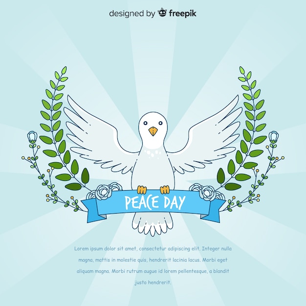 Hand-Drawn Style Peace Day Background with White Dove – Download Free Stock Photo