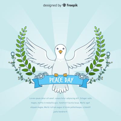 Hand-Drawn Style Peace Day Background with White Dove – Download Free Stock Photo