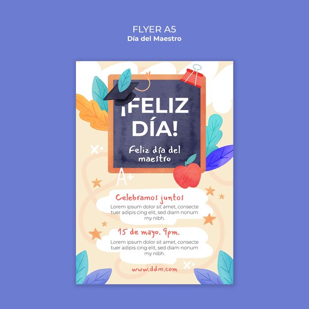 DÃ­a del Maestro Celebration Poster Template – Free Download