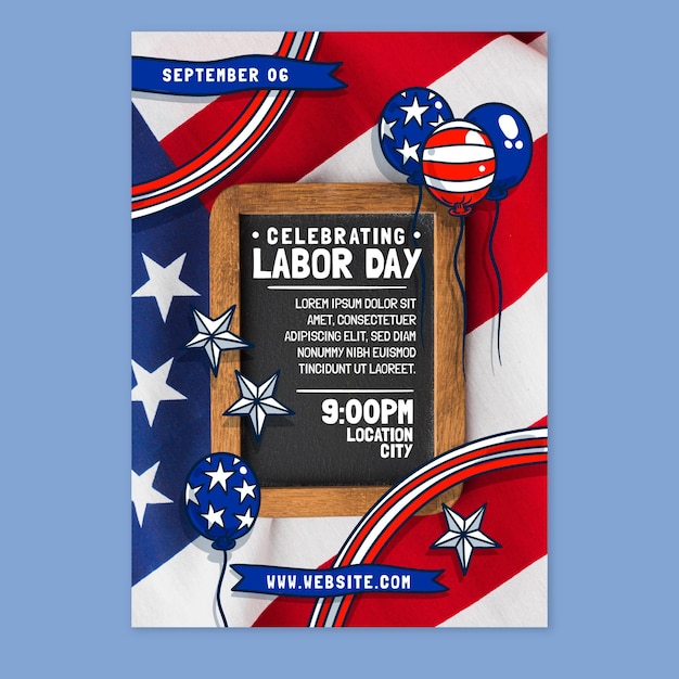 Hand Drawn Labor Day Vertical Poster Template – Free Download