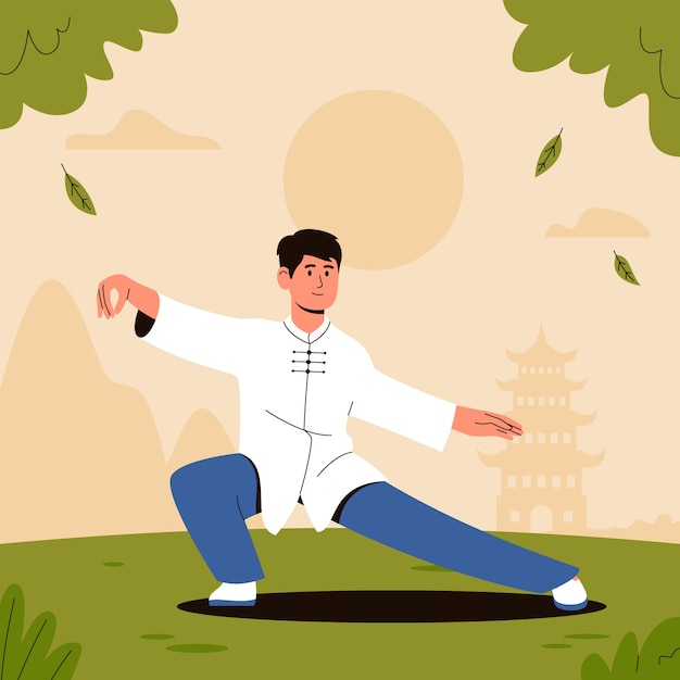 Hand Drawn Tai Chi Illustration – Free Download