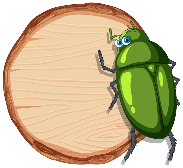 Isolated Wooden Banner Featuring a Beetle – Free Download