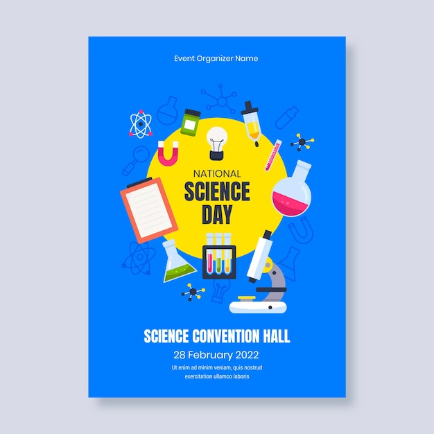 Vertical Poster Template for National Science Day – Free Download