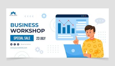 Business Workshop Flat Marketing Pack Sale Banner – Free Download