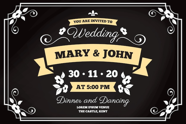 Template Retro Wedding Invitation – Free Download