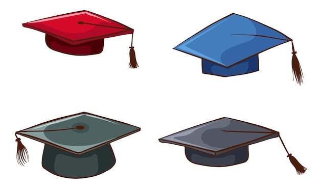 Simple Sketches of Graduation Caps – Free Download