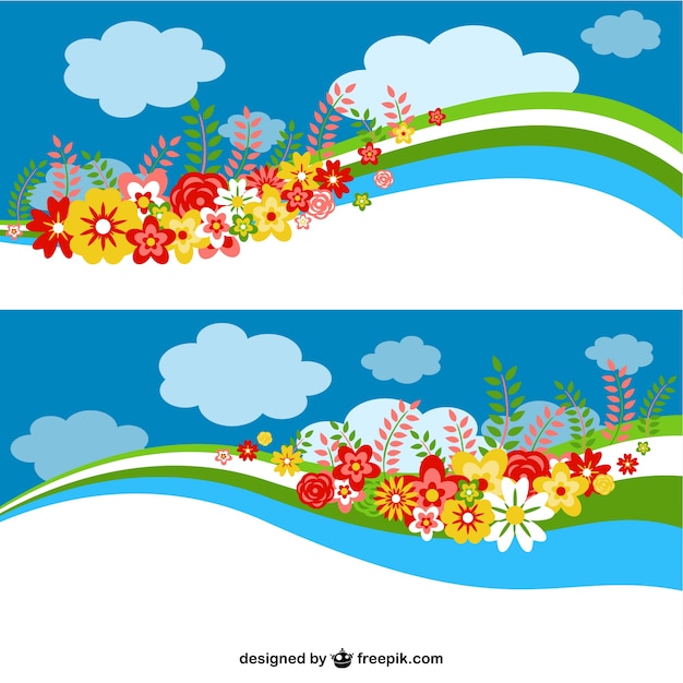 Floral Sky Banners Design – Free Download