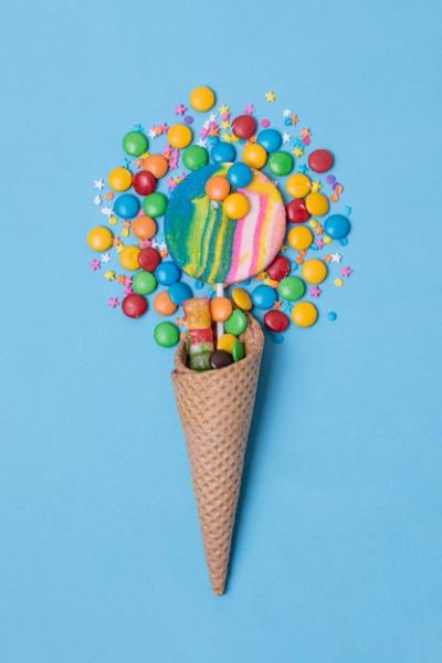 Minimalist Sweets and Lollipop Ice Cream Cone – Free Stock Photo Download