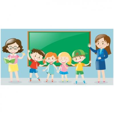 Children’s Scene with Blackboard and Teachers – Free Download