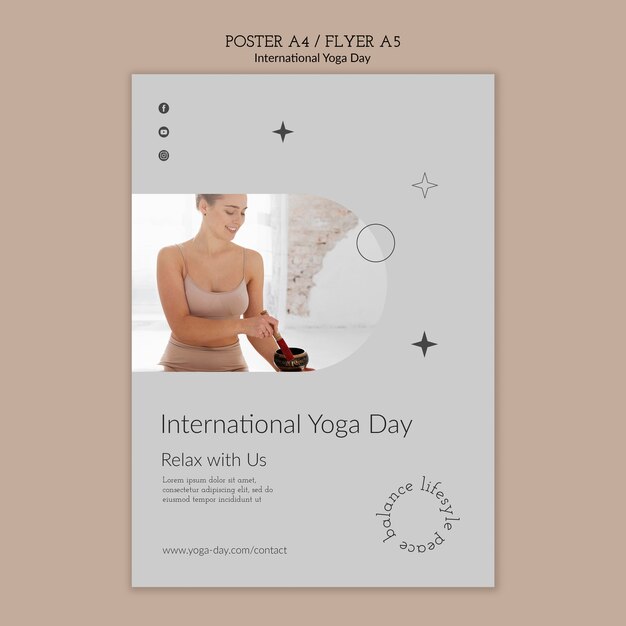 International Yoga Day Simplistic Vertical Poster Template – Free Download