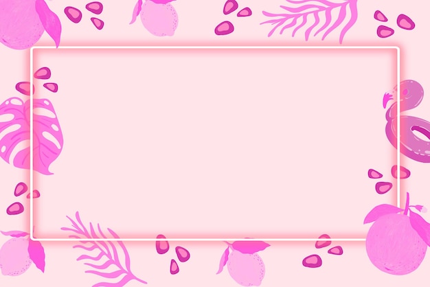 Neon Pink Tropical Fruit Frame on a Pink Background – Free Download