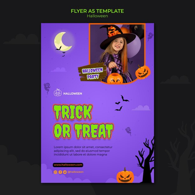 Vertical Halloween Flyer Template Featuring Kids in Costumes – Free Download