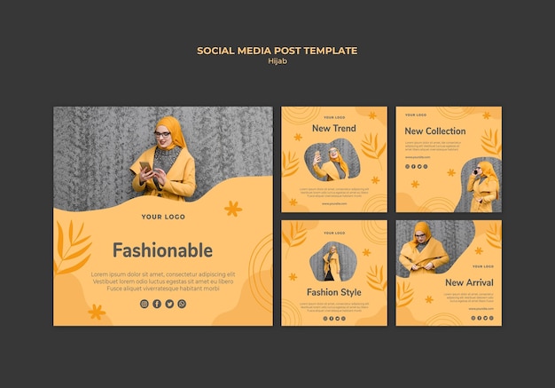 Hijab Concept Social Media Post Template – Download Free Stock Photo