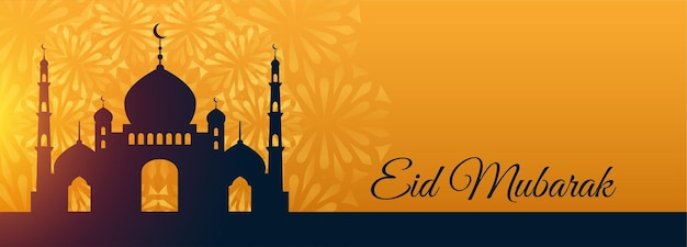 Eid Mubarak Festival Mosque – Beautiful Wishes Banner for Free Download