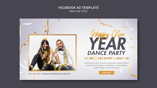 Golden New Year Celebration Facebook Template – Free Download