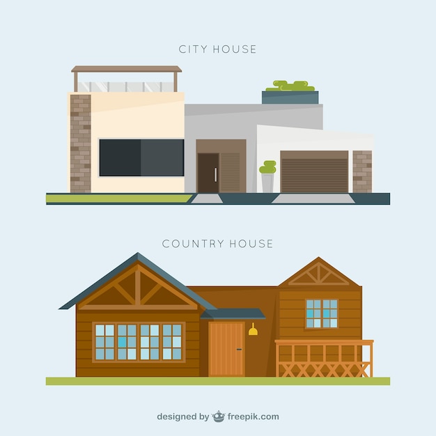 Fantastic City House & Country House Vector Templates – Free Download