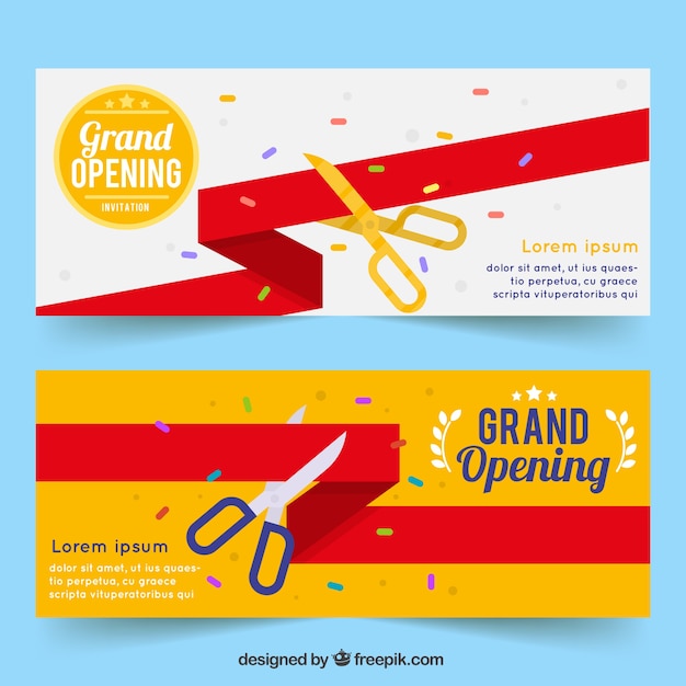 Flat Design Opening Party Banners – Free Download