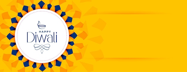 Diwali Celebration Banner on Yellow Background – Free Download