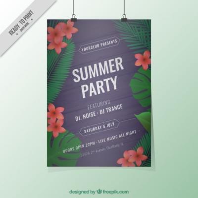 Floral Summer Party Poster – Download Free Stock Photo