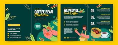 Coffee Plantation Brochure in Flat Design – Free Download