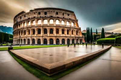 Roman Structure Against a Cloudy Sky – Free Download