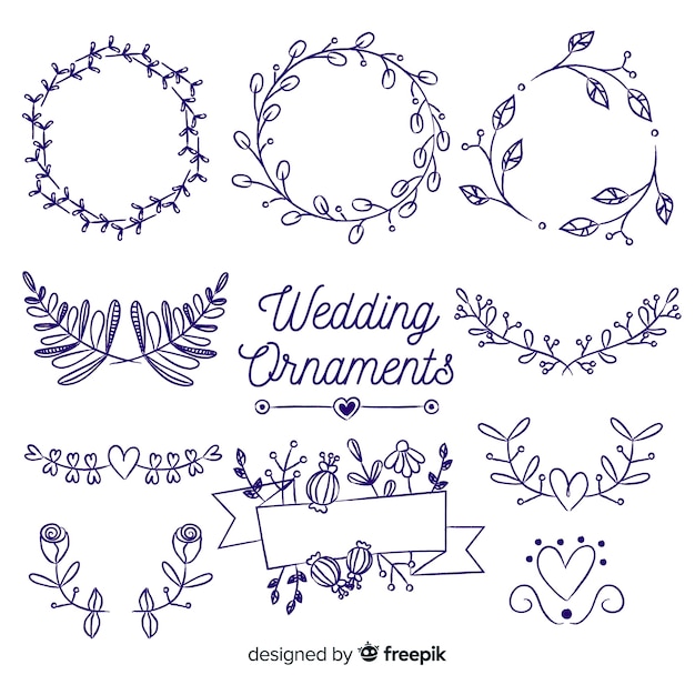 Hand Drawn Wedding Ornament Collection – Free Download