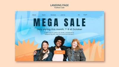 Flat Design Sales Discount Landing Page – Free Download