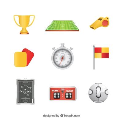 Comprehensive Collection of Soccer Equipment Elements – Free Download