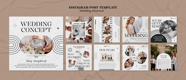 Flat Design Wedding Influencer Instagram Posts – Free to Download