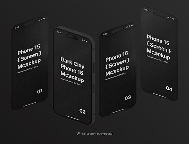 Isometric Clay Dark Phone Multiscreen Mockup for Creative Projects – Free Download