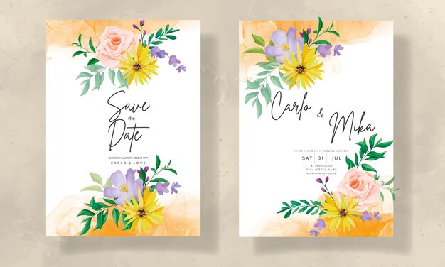 Beautiful Wild Flower Wedding Invitation Card – Free to Download