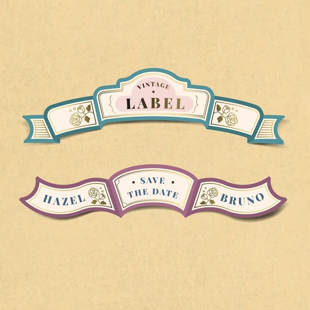 Vintage Wedding Invitation Label Vector Set – Free Download