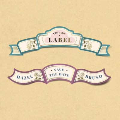 Vintage Wedding Invitation Label Vector Set – Free Download