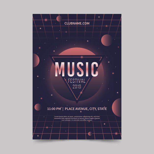 Retro Futuristic Music Poster Template – Free Download