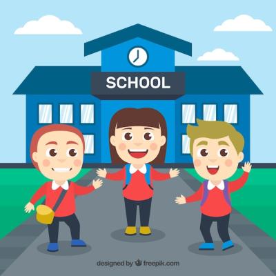 Happy Children Arriving to School – Free Download Free Stock Photo