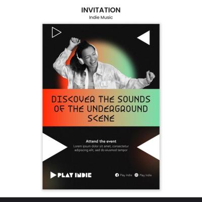 Gradient Indie Music Invitation Template – Free Download