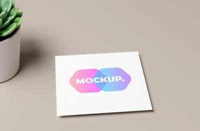 Business Card Mockup Featuring Hexagon Design – Free Download