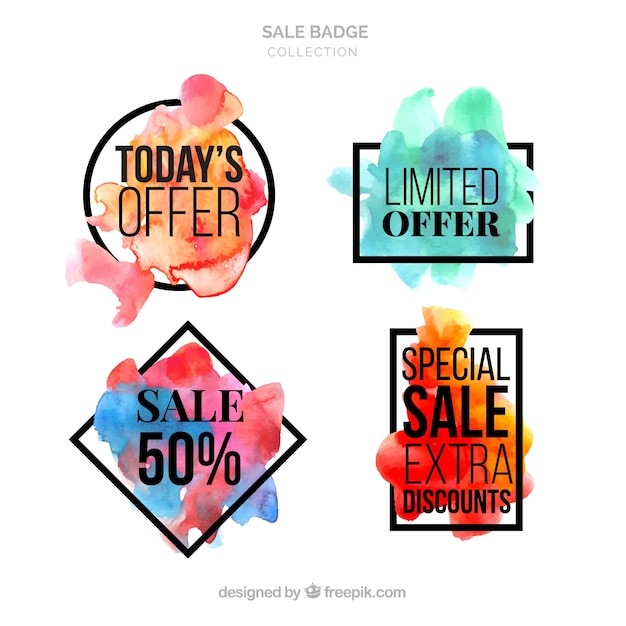 Watercolor Sale Badge Collection – Free to Download